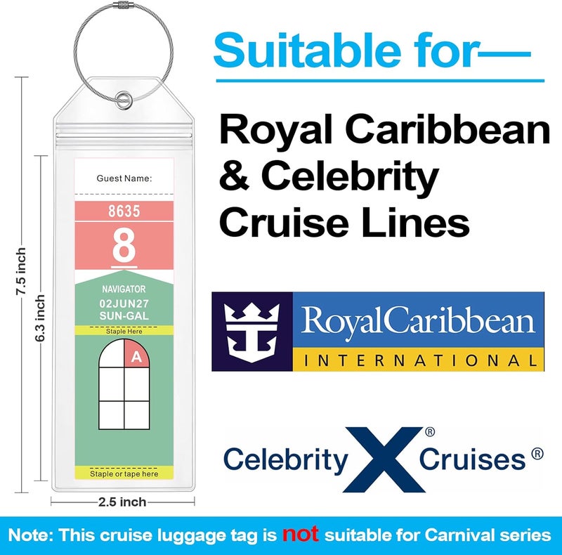 Maloun Cruise Luggage Tag Holder for Royal Caribbean Ships & Celebrity, 6Pack Clear Tags Cruise Travel Essentials for 2025-2026 - Image 3